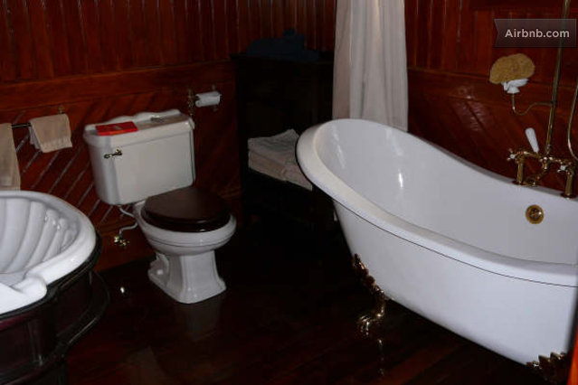 Another view of the downstairs bathroom.