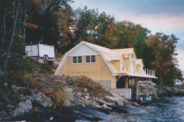 Another view of the boathouse during construction.