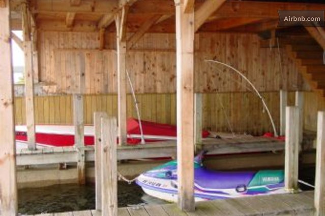 Plenty of room for all your water vehicles in the boathouse.