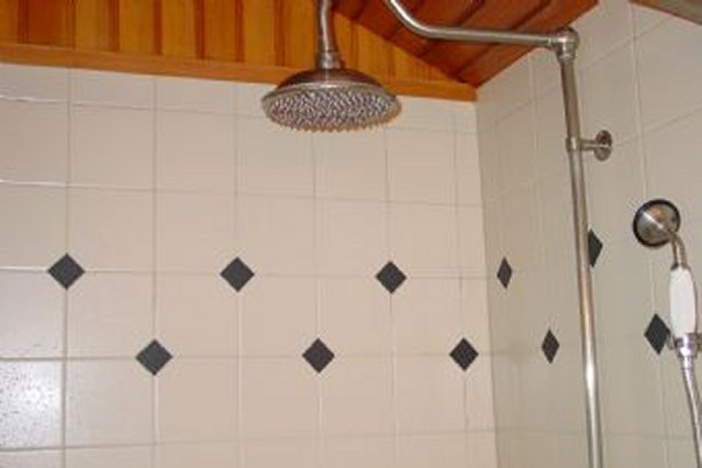 Upstairs bathroom with built in custom shower.